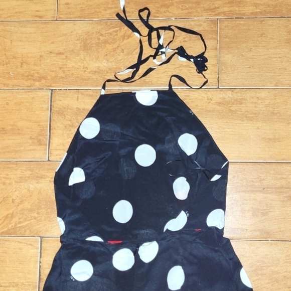 Réalisation Par Jeet Black White Red Polka Dot Backless Silk Dress Size S. . - Picture 9 of 16